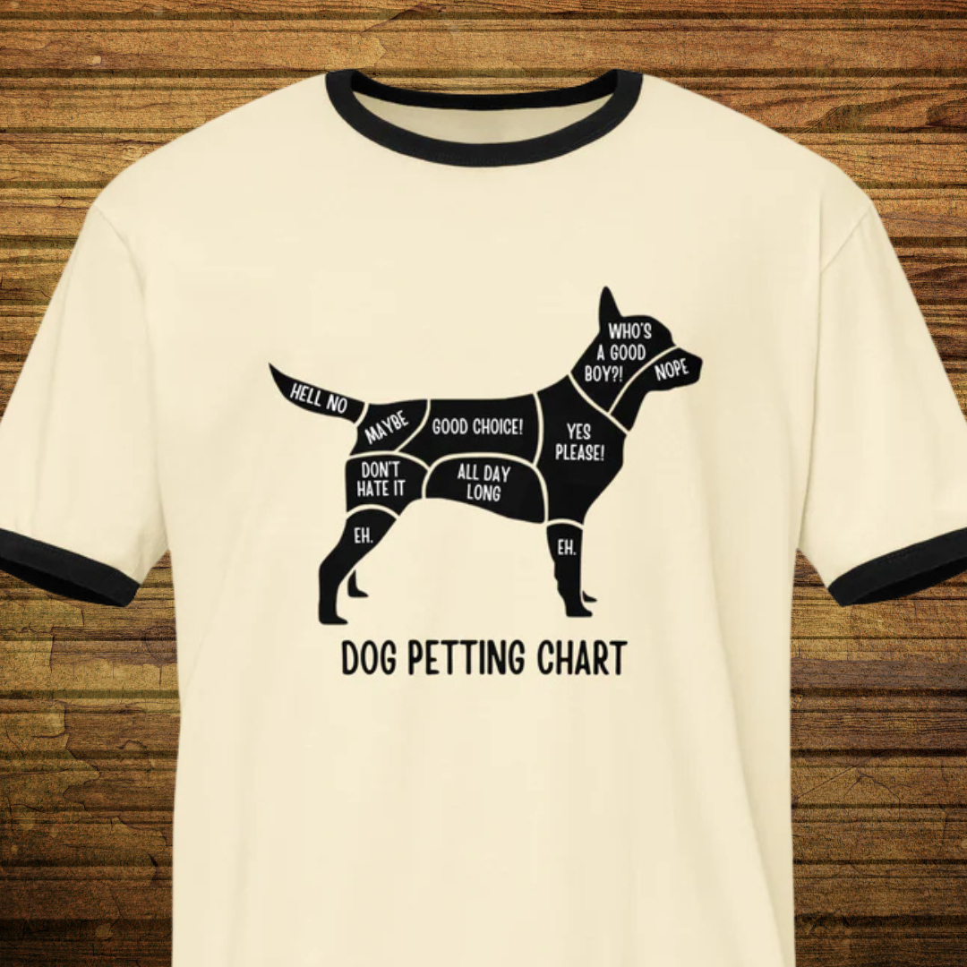 Dog Petting Chart Unisex ringer tshirt Labercrombie And Fetch