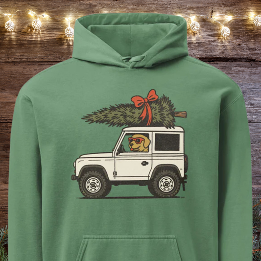 Christmas Jeep Dog Unisex garment-dyed hoodie