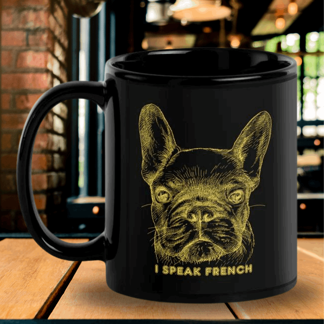 I Speak French Black Glossy Mug