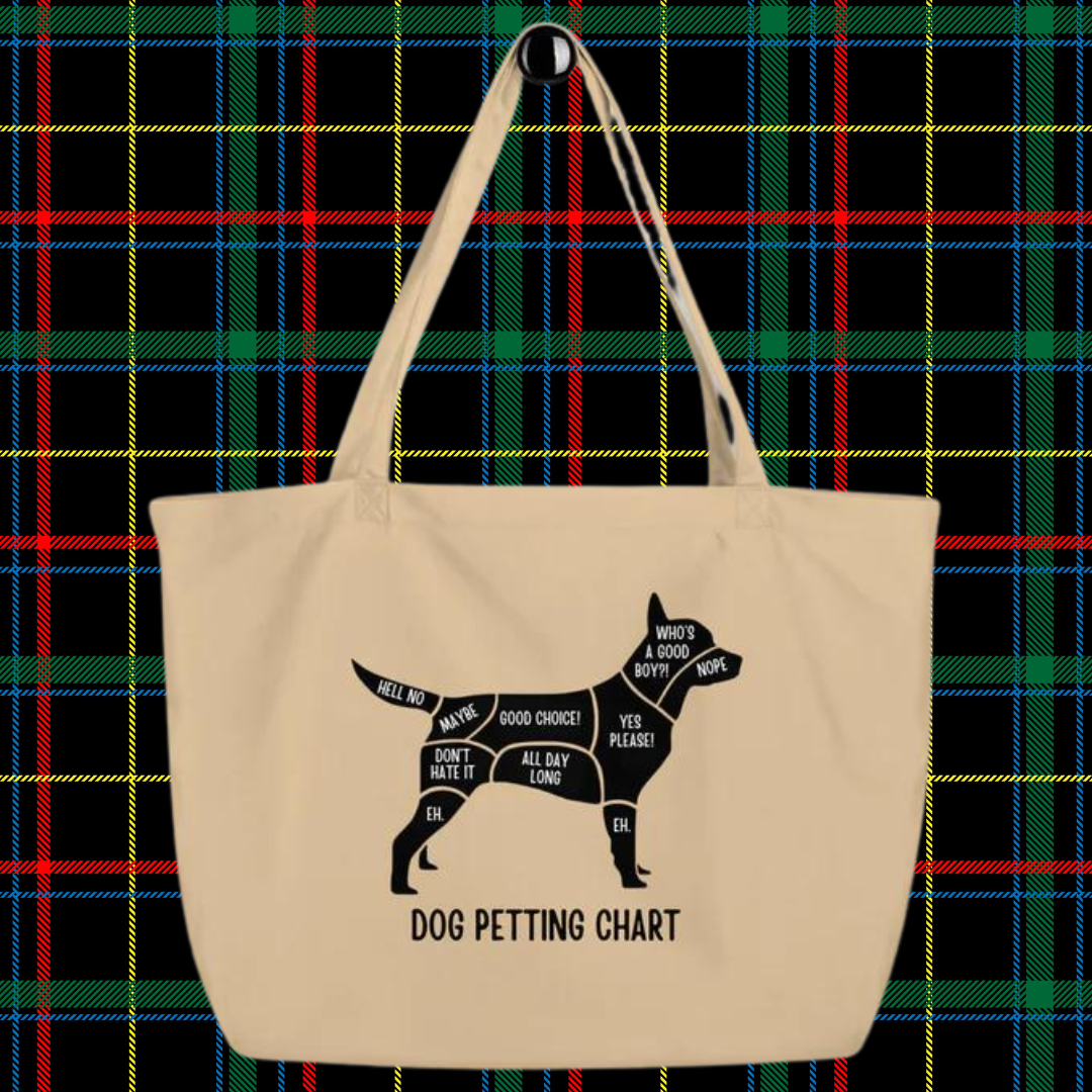 Dog Petting Chart Large organic tote bag