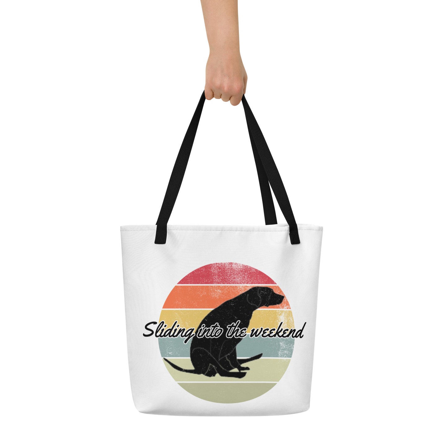 Sliding into the weekend Large Tote Bag