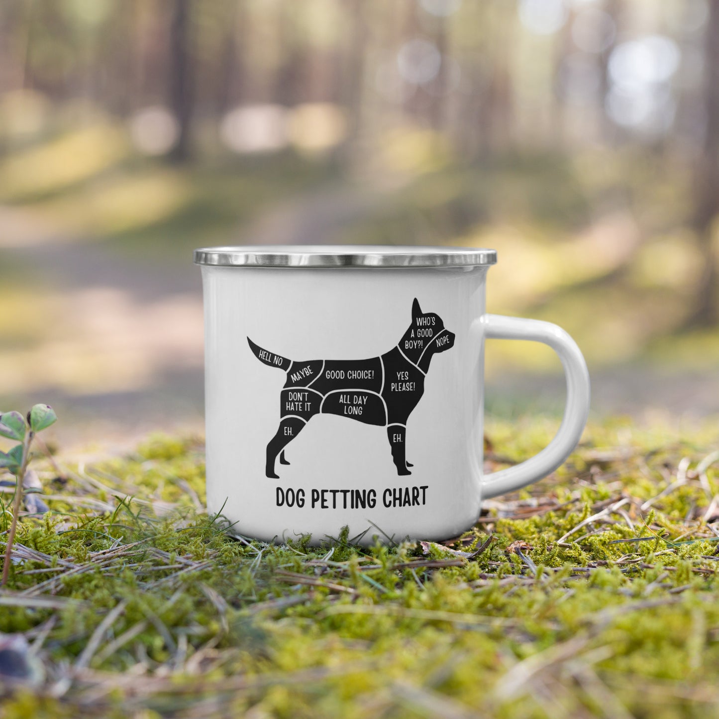 Dog Petting Chart Enamel Mug