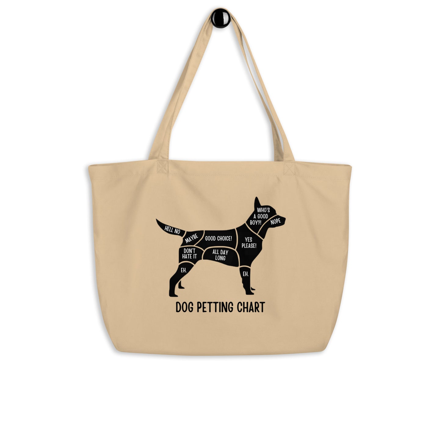 Dog Petting Chart Large organic tote bag