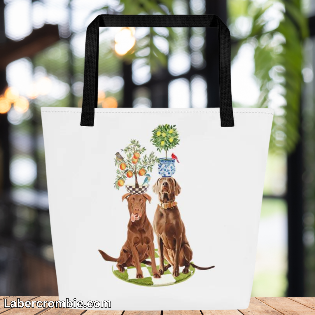 Potted Dogs All-Over Print Large Tote Bag