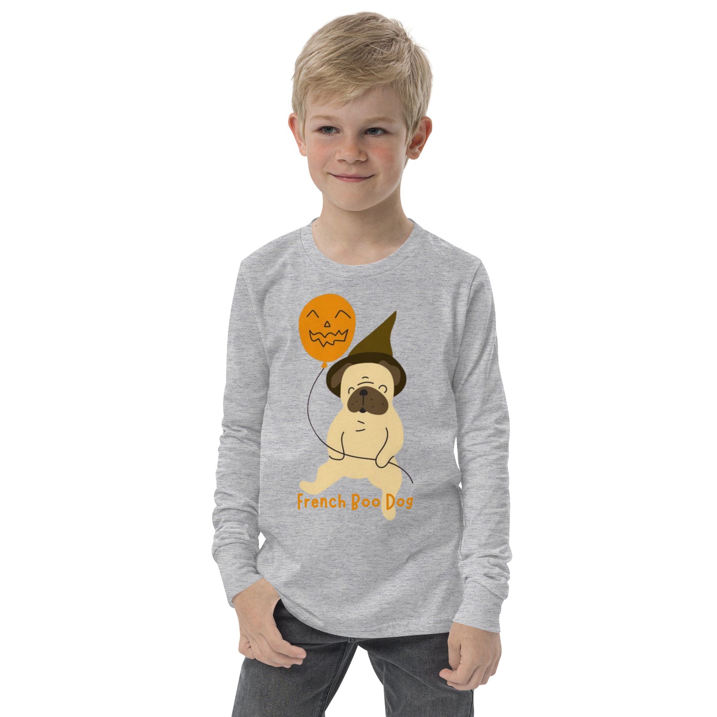 French Boo Dog Youth long sleeve tee