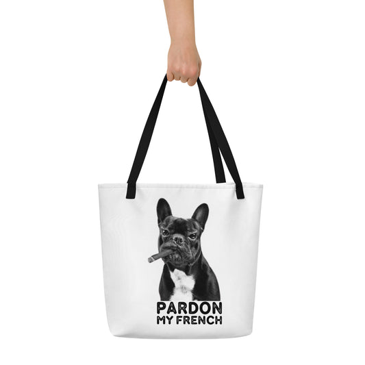 Pardon My French Large Tote Bag