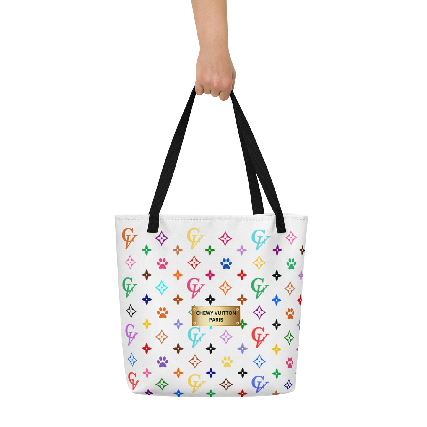 Chewy Vuitton All-Over Print Large Tote Bag