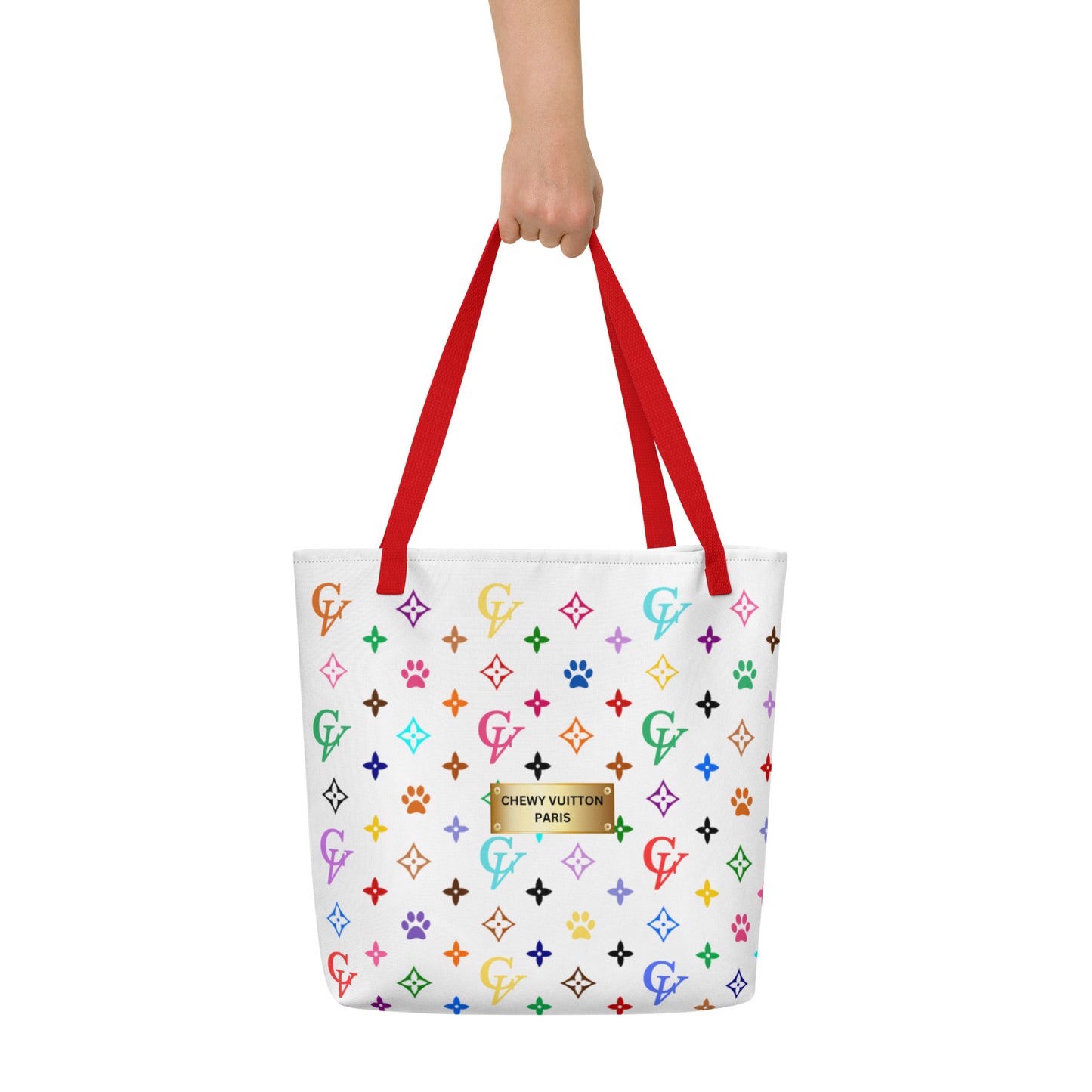 Chewy Vuitton All-Over Print Large Tote Bag
