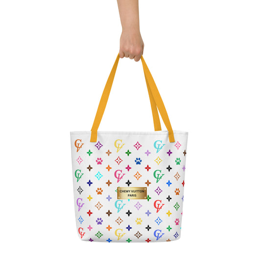 Chewy Vuitton All-Over Print Large Tote Bag