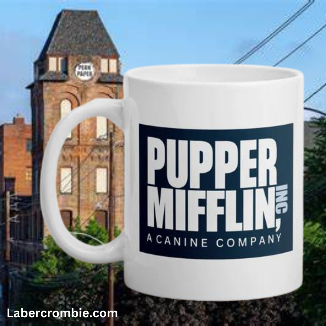 Pupper Mifflin White glossy mug