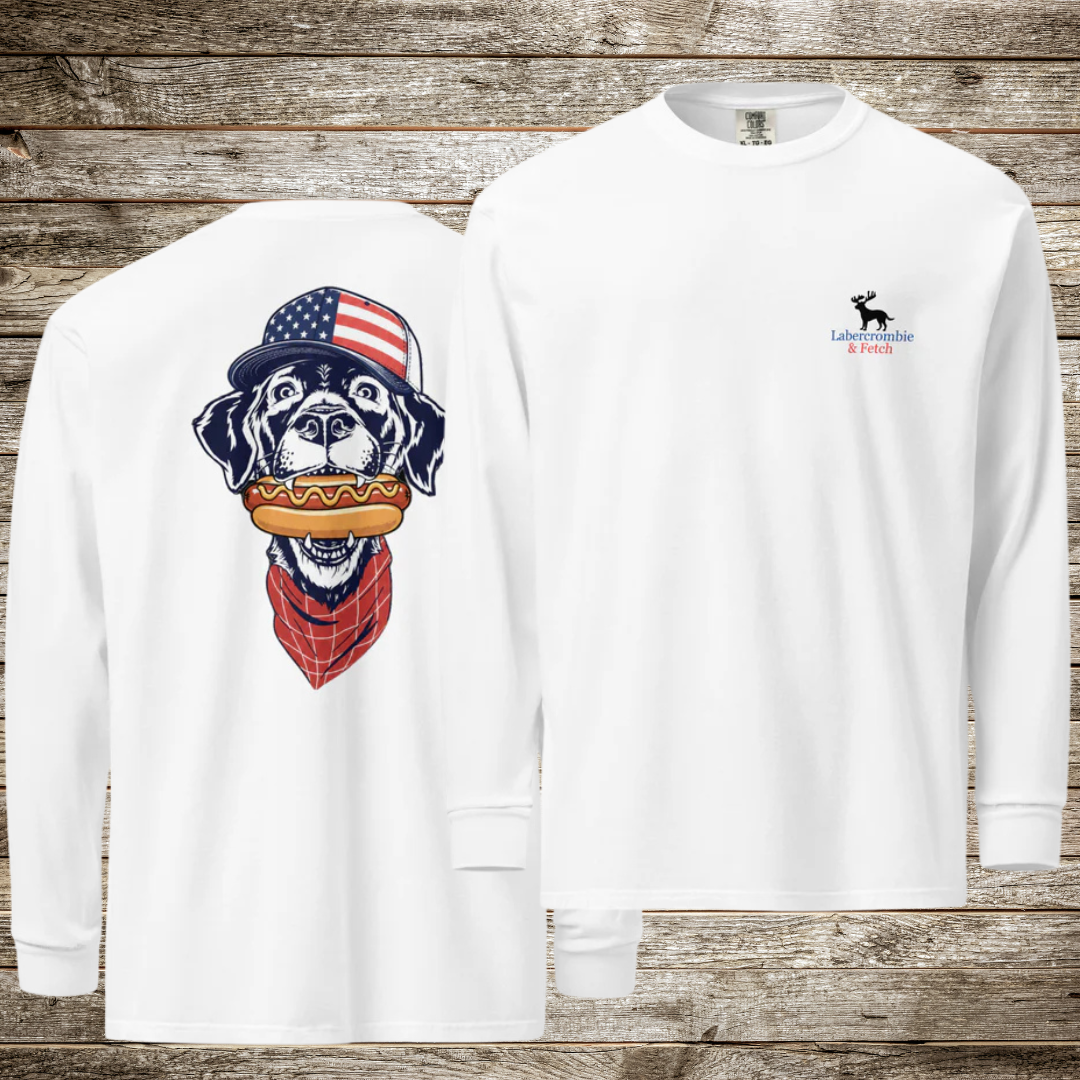 Patriotic Dog Garment-dyed heavyweight long-sleeve shirt