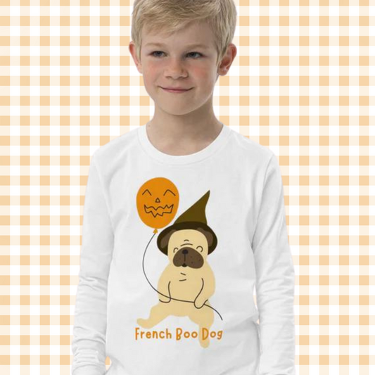 French Boo Dog Youth long sleeve tee