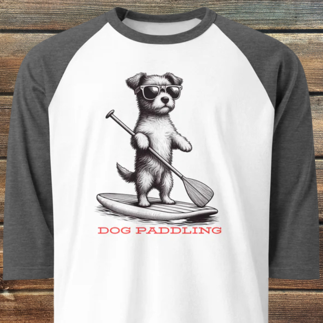 Dog Paddling 3/4 sleeve raglan shirt