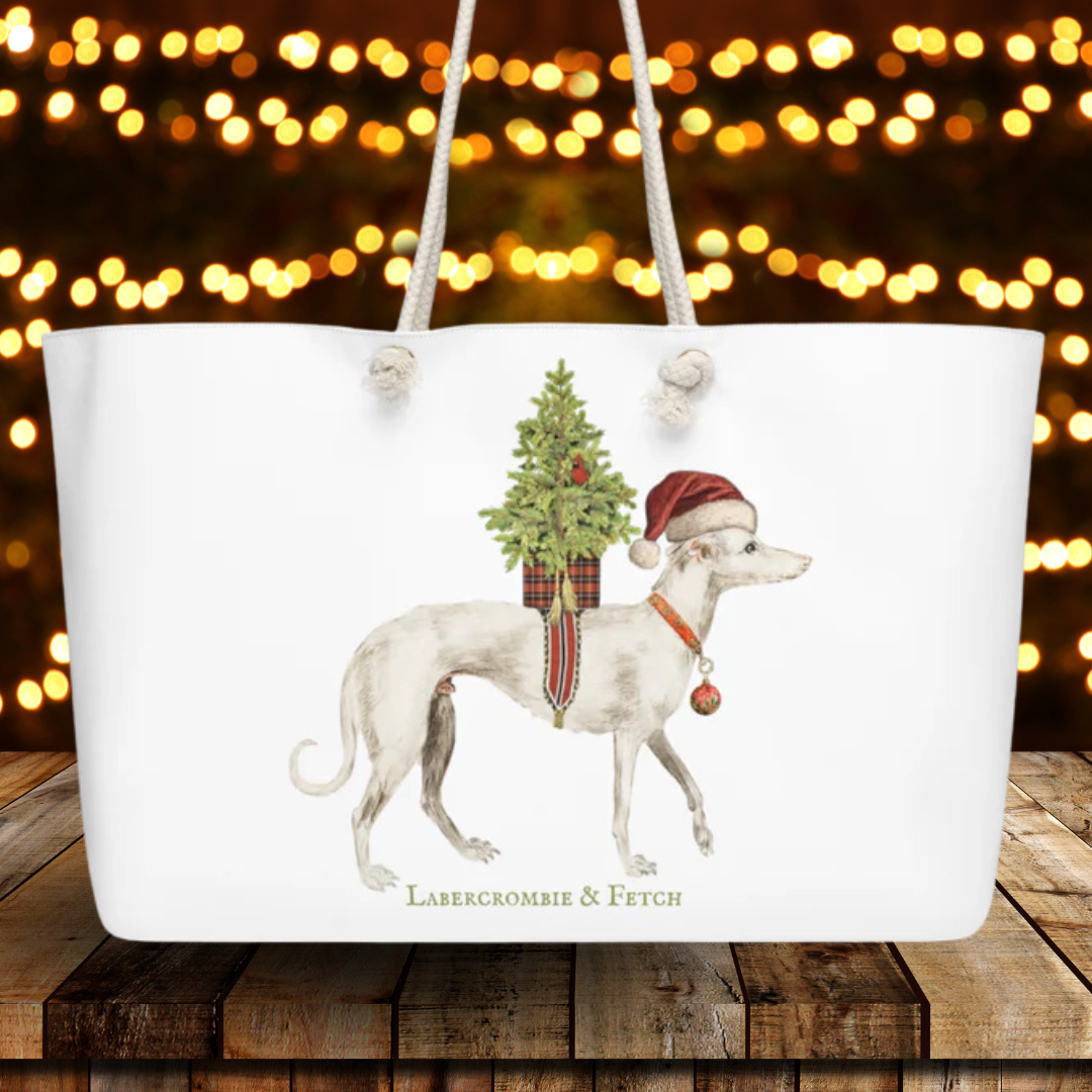 A Vintage Christmas Dog Oversized weekender bag