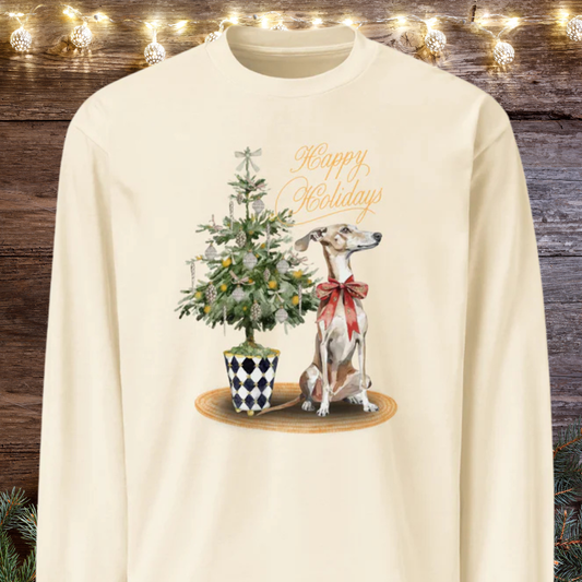 Happy Holidays Whippet Premium heavyweight long sleeve shirt