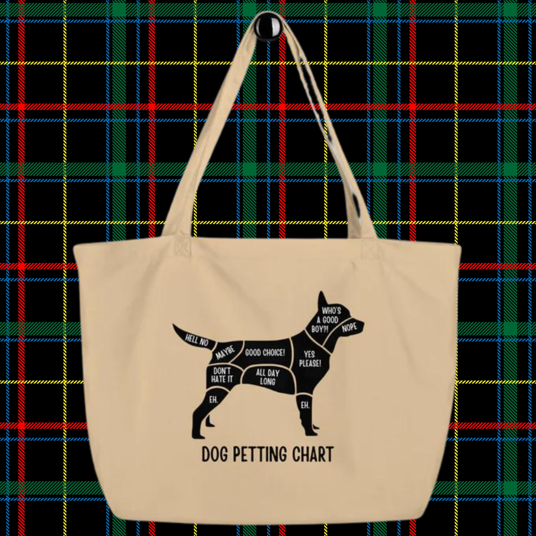 Dog Petting Chart Large organic tote bag Labercrombie And Fetch