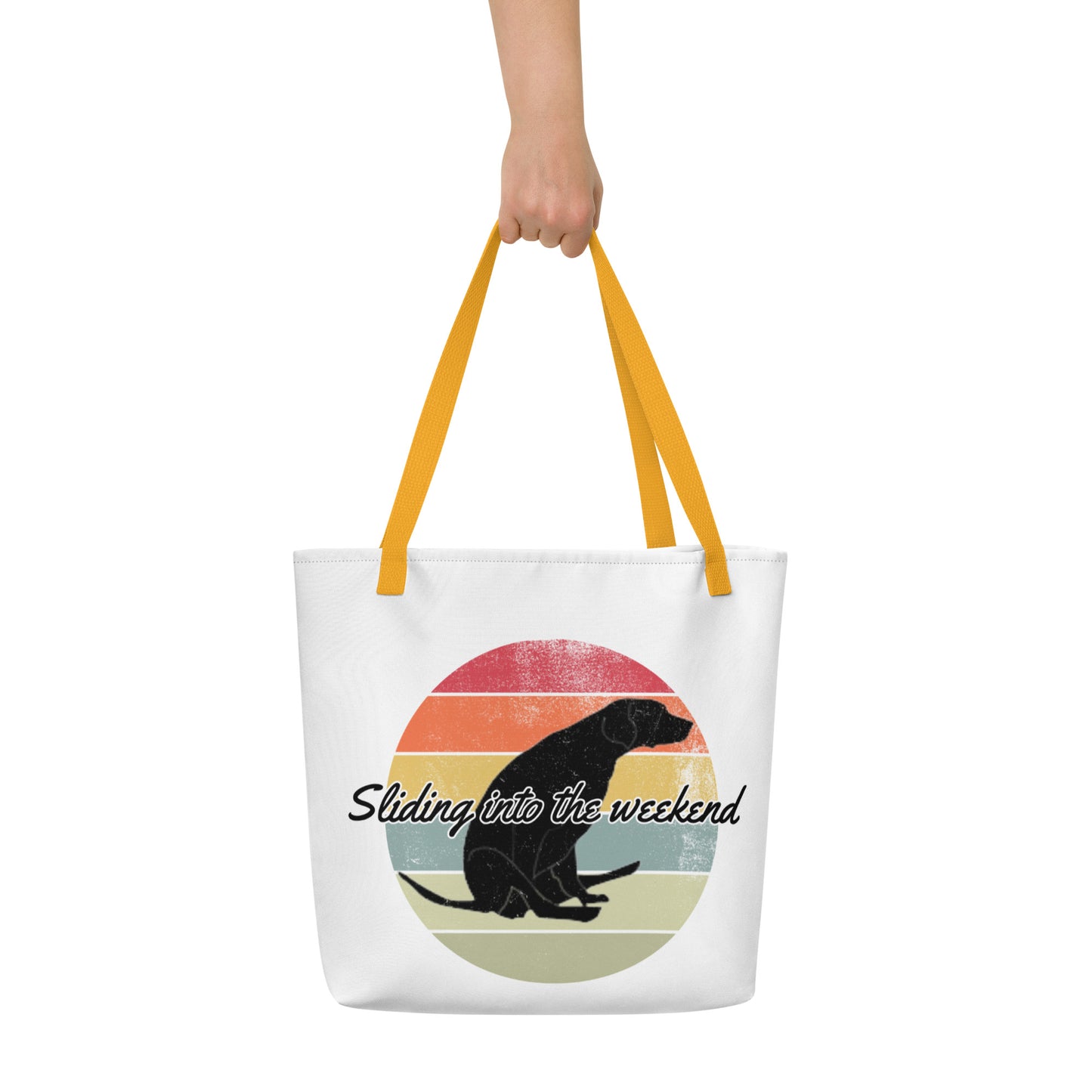 Sliding into the weekend Large Tote Bag