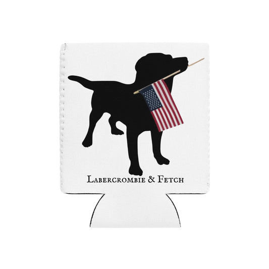 Patriotic Black Lab Can cooler