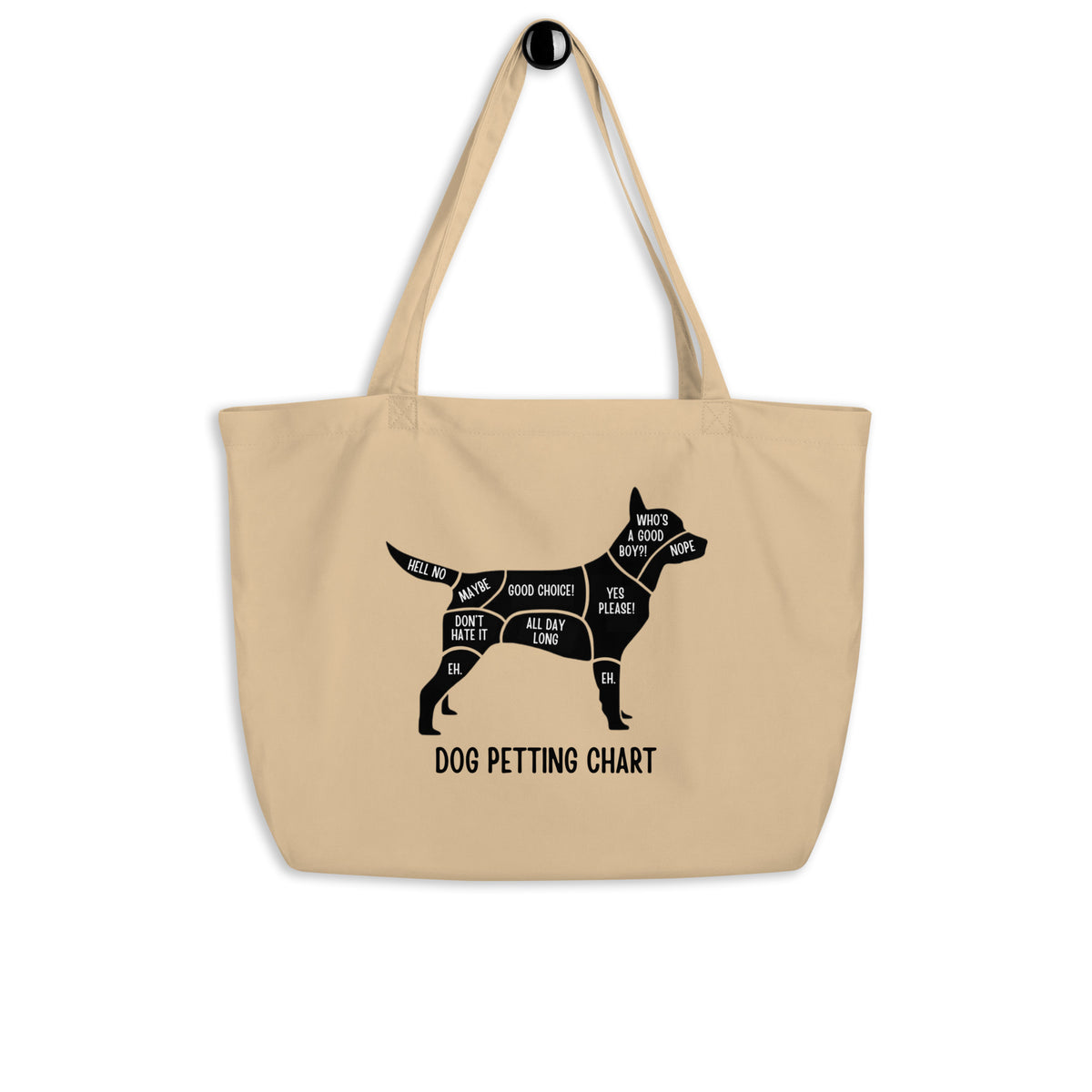 Dog Petting Chart Large organic tote bag Labercrombie And Fetch