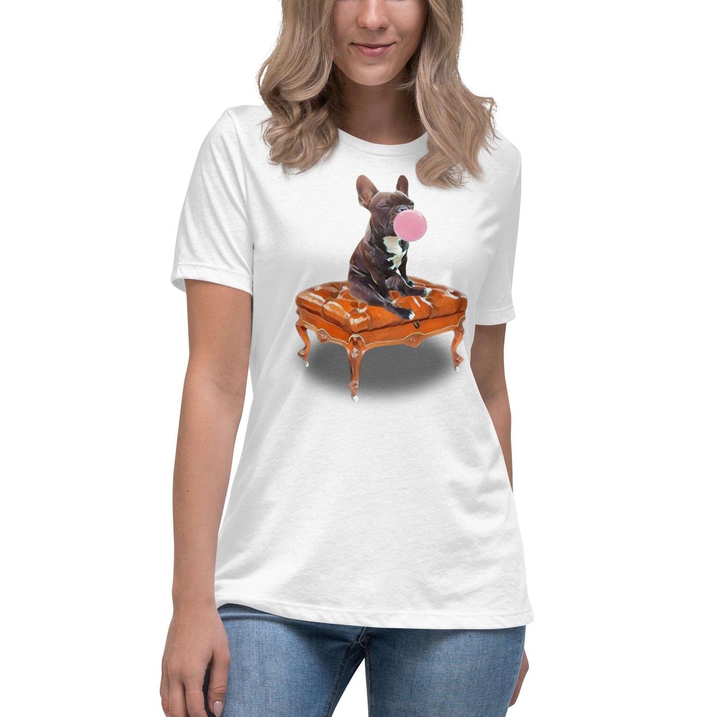 Frenchie Blowing Bubbles Women's Relaxed T-Shirt