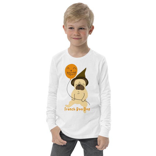 French Boo Dog Youth long sleeve tee