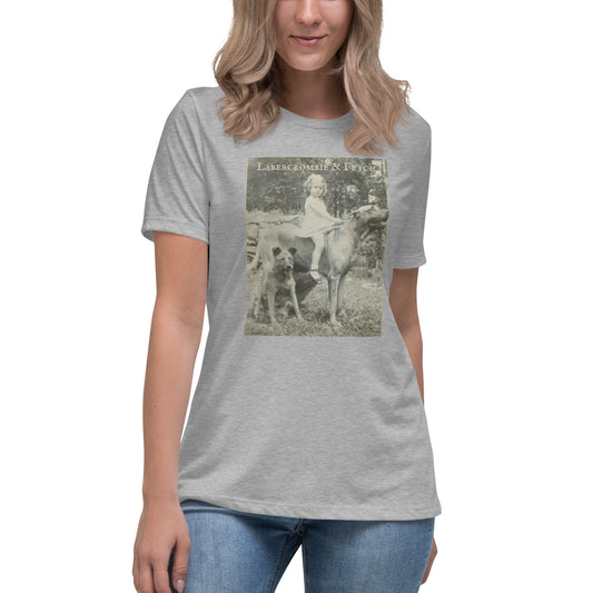 Vintage Girl Riding Dog Women's Relaxed T-Shirt